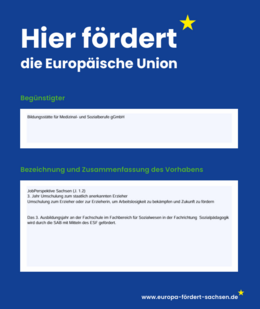 Plakat: EU foerdert Ausbildung zum Erzieher an der BMS