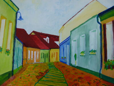 Foto von Bildern der neuen Ausstellung